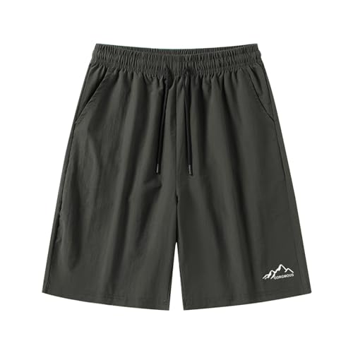 SUPTTING Pantalones cortos de montaña para hombre, pantalones negros para exteriores, pantalones cortos de senderismo bordados, pantalones cortos de trekking ligeros, pantalones elásticos para el
