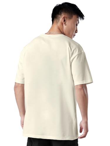 Image of Veirdo Pure Cotton Oversized Loose Fit Drop Shoulder Graphic Printed Men's Half Sleeve T-Shirt (Sizes: S to 2XL)