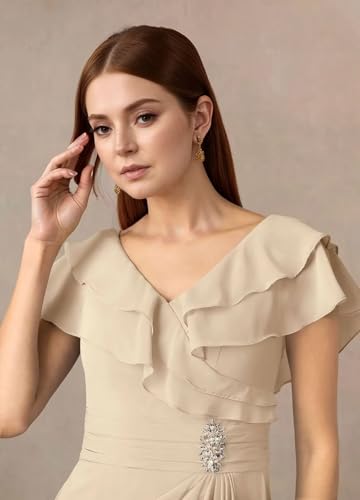 Mother of The Bride Dresses for Women with Chiffon Flutter Sleeve Ruffles Mother of The Groom Long Formal Dress3