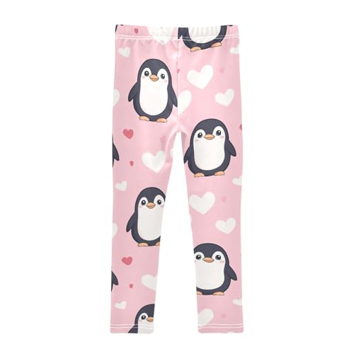 Penguin and Heart Girls Leggings,Workout Leggings for Girls Toddler Athletic Legging Size for 3-10T2