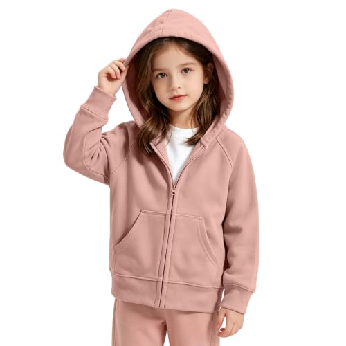 Saubeou Hoodies for Teen Girls Raglan Long Sleeve Zip Up Hoodie Loose Fit Basic Casual Hooded Sweatshirt Jacket Size 2-13T Pink girls sweatshirt Size 2-3 - image 2