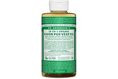 Dr. Bronner’s Savon Liquide Bio 18-en-1 Amande 240 ml | Savon Naturel Multiusage Corps, Visage et Cheveux | Parfum Amande Doux et Réconfortant | Vegan et...