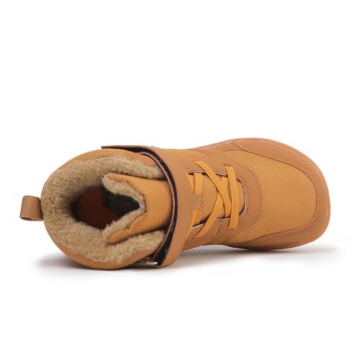 Winter Warm Children's Snow Boots Wide Toe Barefoot Snow Boots Girl Boy Outdoor Casual Shoes Toddler/Little/Big Kids Winter Shoe (D2506-brown, Toddler, 10, Digital, US Shoe System, Wide Leg Pants)2