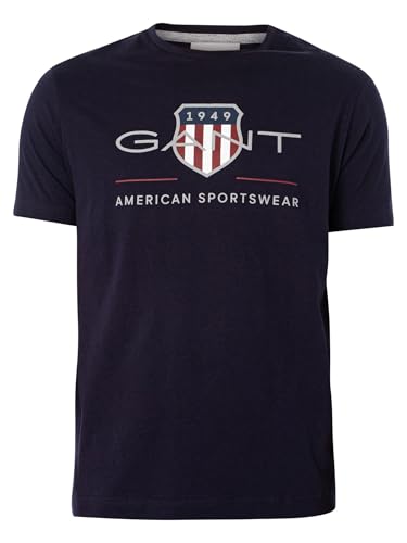 Gant Herren Reg Archive Shield T-Shirt T Shirt, Evening Blue, M EU – Ansicht 6