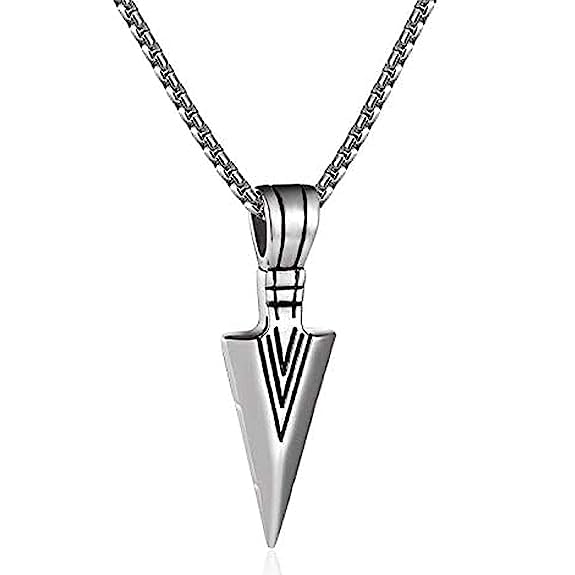 Faizam collection Men’s Jewellery Silver Arrow Necklace For Men boys Arrow Head Pendant Gift for Him Chain Pendant For Men Boys