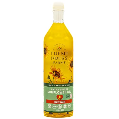 Fresh Press Farms Cold Pressed Extra Virgin Sunflower Oil, 33.8 Fl Oz, High Oleic, Georgia Grown...