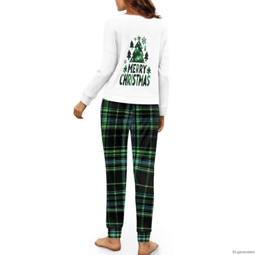 Image of Women's 2 Piece Printed Pajama Set Long Sleeve Sleepwear Set with Long Pants Casual Lounge Sets with Pocket