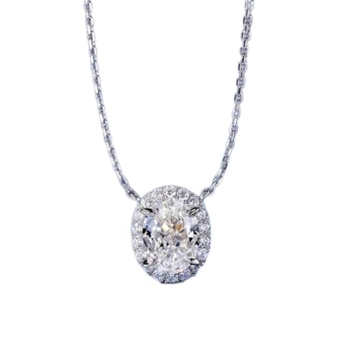 Collier moissanite ovale et chaîne argent 925 femme