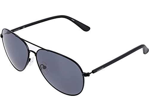 Calvin Klein CK19314S Aviator Sunglasses, Black/Black/Grey, 60 mm