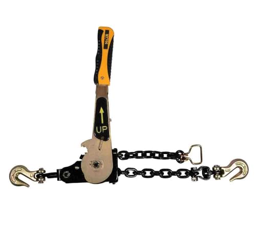 Image of Mytee Products 3 /8 inch - 1 /2 inch Easy Ratchet Chain Binder with Grab Hooks & 6000 lbs WLL - Heavy Duty Tie Down Ratchet Load Binder for Flatbed Trailers & Trucks