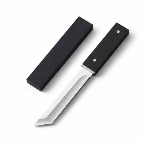 Image of Machado D2 Steel Japanese Tanto Chef Knife - Ultra-Sharp 58-60 HRC Fixed Blade Utility Knife with Protective Sheath - 10 Inch, Black