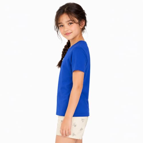Image of Kids Round Neck Girls Tshirt | Short Sleeves | Natural Organic 100% Cotton Soft Comfortable Fabric | Plain Color Original Branded Half Sleeve | School t-Shirt for Girl Kid | Sleepwear Everyday Casual
