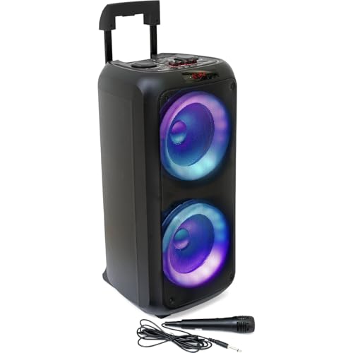 BMI Enceinte Active Sono Ibiza Sound VENUS600 - Lumineuse Karaoke 2 x 8/20cm 600W, Bluetooth USB TWS, Batterie intégrée