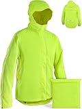 Prowiste Fahrradjacke Herren & Damen XL – Wasserdicht & Atmungsaktiv – Reflektierende Regenjacke mit Kapuze & Rückentasche – Kompakt mit Tasche verstaubar – Laufjacke – Windjacke