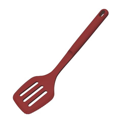 Image of Tramontina Softta Slotted Spatula - Red Silicone Turner for Cooking, Frying & Flipping - Heat Resistant up to 210C, Safe for Nonstick & Ceramic Cookware
