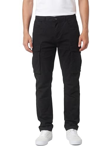 ITALYMORN Pantalon cargo pour hommes, pantalons de travail décontractés d'extérieur avec 7 poches, coupe régulière militaire, Noir/blanc