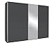 Produktbild Rauch Möbel Kronach Schrank Schwebetürenschrank, 2-türig, Grau Metallic mit 1 Spiegel, inkl. Zubehörpaket Basic 3 Kleiderstangen 3 Einlegeböden, BxHxT 261x210x59 cm