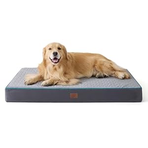 Bedsure Orthopedic Dog Bed for Extra Large Dogs – XL Memory Foam Pet Mat, 2-Layer Thick Pet Mattress with Removable Washable Cover and Waterproof Lining (44x32x4 Inches), Grey