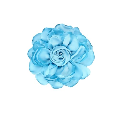Image of Extra Large Satin Fabric Flower Brooch for Women Elegant Rose Camellia Floral Brooch Pin Handmade Big Satin Fabric Flower Statement Brooch Pin Vintage Clothing Hat Bag Accessories Christmas Wedding Bridal Birthday Jewelry