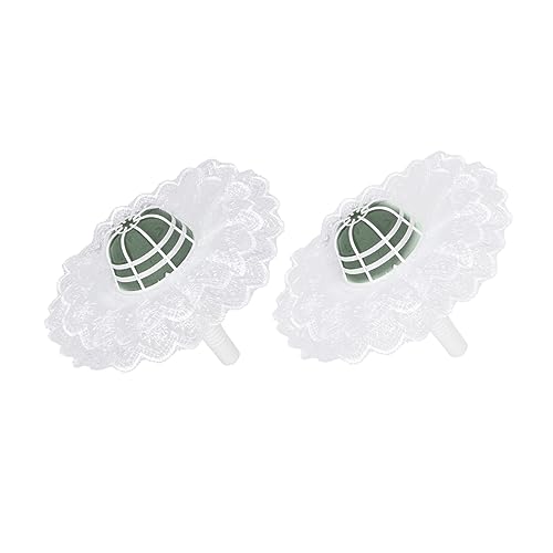Lurrose 2 Juegos flor arcilla mano sujetando flor titular anillos de despedida de soltera dama de honor artificial flowers wedding decoration mango floral nupcial bricolaje el plastico