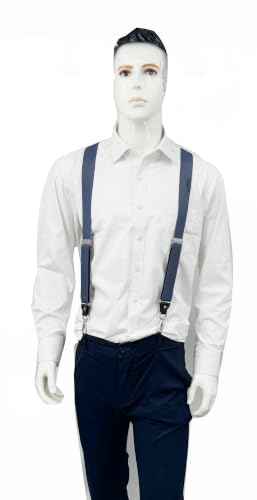 Image of Mens Suspenders with 3 Swivel Hooks Belt Loops 1.4 Inch Wide Heavy Duty Adjustable Braces