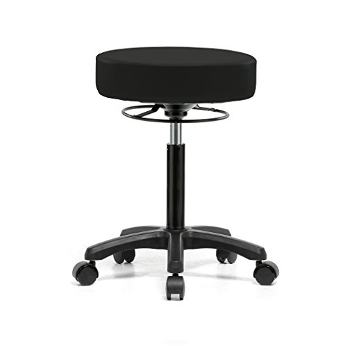 Image of Perch Life Height Adjustable Stool | Medium Bench Height 20.5-28 inch | Black Fabric