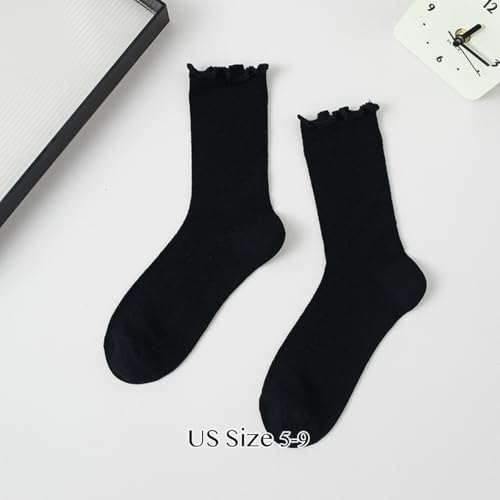 Lenzing Modal Mesh Lace Socks for Women, Breathable Summer Crew, Ruffled Edge Design2