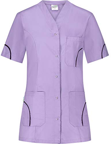 B-well Silvia - Tunique à enfiler - À manches courtes et avec boutons - Pour femme, lilas, XL