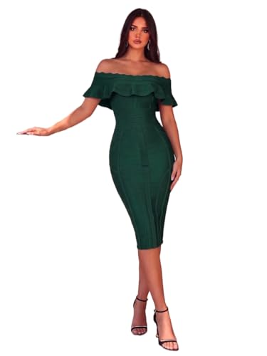Robe bandage épaules dénudées femme vêtement chic pour cérémonie et cocktail