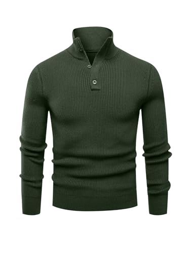 Les umes Mens Quarter Zip Button Pullover Mock Neck Stand Collar Polo Sweater Ribbed Knit Sweaters Jumper2