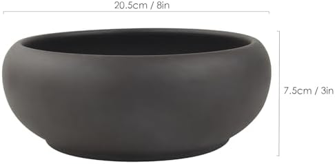 Happy Bonsai Pot 8" (20.5cm) Unglazed Round Ceramic Succulent Planter + Drainage Screen - 1