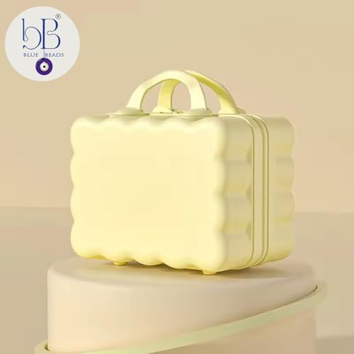 Image of Travel Makeup Case with Lock & Luggage Strap, ABS Hard Shell Cosmetic Vanity Case, Portable Makeup Organizer for Women, Beauty Storage Box for Makeup, Skincare & Toiletries (Cream Yellow, MODEL1)