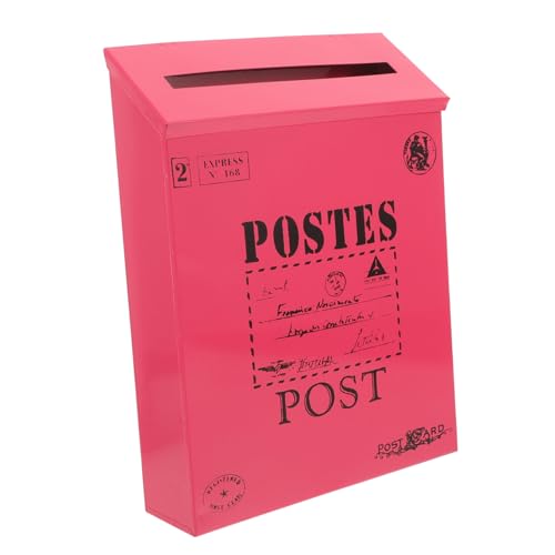 HOMSFOU Buzón de hierro de estilo retro para montar en la pared, duradero, para exteriores, para el hogar, jardín, seguro, con cerradura, fácil instalación, diseño americano