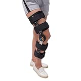 ASumPio Lojax Rom-Knieorthese Mit Scharnier Und Riemen, Orthopädische Patella-Verletzungsschiene Zur Wegfahrsperre – Verstellbare Beinstabilisator-Knieorthese,Black-L