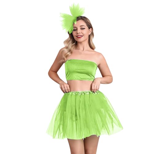 Falda de tul para mujer con cinta de lazo de dos piezas, cintura alta, falda de ballet, falda de ballet, enagua para carnaval, A004 Gn1, Talla única