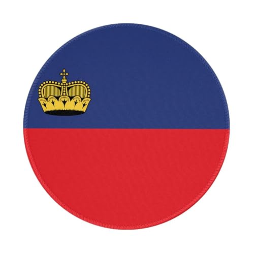 PHAYAH Tapis de souris rond avec base en caoutchouc antidérapant et bord cousu pour ordinateur portable Motif drapeau du Liechtenstein 20 x 20 cm