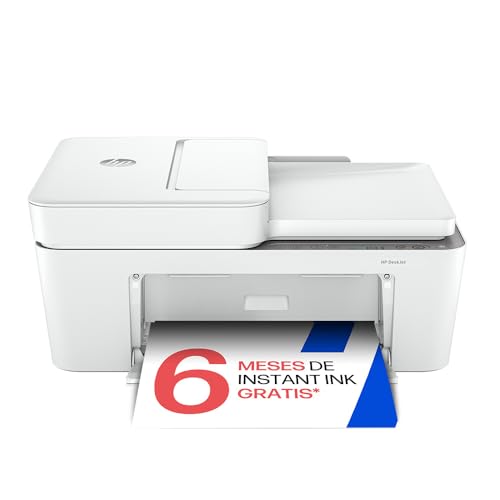 HP DeskJet 4220e 588K43, Impresora Multifunción de Inyección de Tinta A4 a Color, Impresión a Doble Cara Manual, 8,5 ppm, Wi-Fi, ADF, Fax Desde Móvil, 6 Meses de Instant Ink Incluidos, Blanca