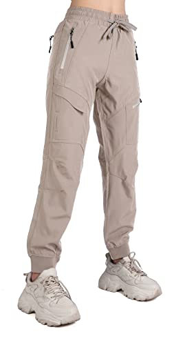 Abangoo Women's Cargo Joggers Workout Pants Outdoor Lightweight Quick Dry Athletic Travel Hiking Pants(Ab08-Khaki-Xl) #TOP1