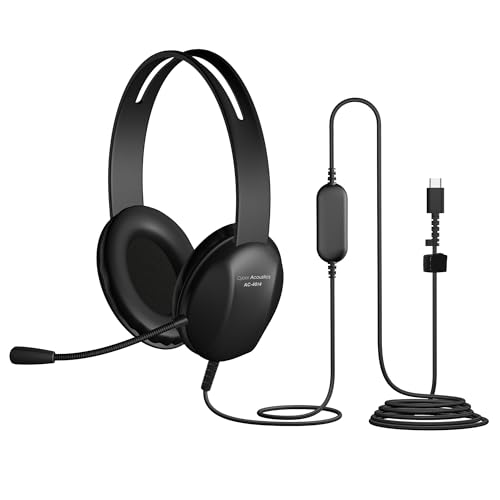 Image of Cyber Acoustics USB-C (AC-4014) Computer Headset with Microphone, Wired Headset with Noise Cancelling Mic for PC, Laptop, Office & Work from Home, Durable Classroom Design