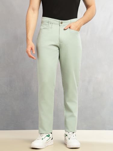 Image of Thomas Scott Men's Smart Straight Fit Chinos Trouser | Mid-Rise | Solid | 5-Pocket Design | Woven Fabric