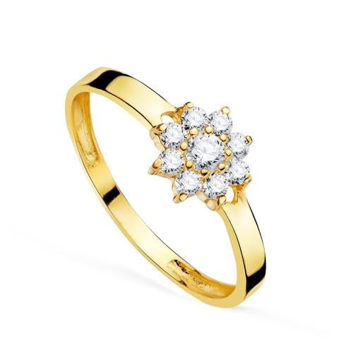 Sortija en Oro de 18k y circonitas de 7mm de alta calidad