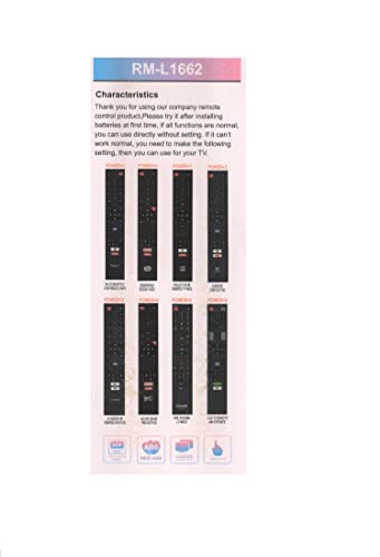 Image of LipiWorld RM-L1662 UNIVERSAL Remote Compatible for ACONATIC 43HS521AN 558W52 ESS1XD CONDOR CSR722-TN3 X.VISION 06 558W52-XV01XS GO SAT 06-558 W52-GST1XD IRIS OHYAMA LT-ARC5 LCD TV REMOTE With EYESAFE