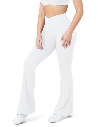 Image of HEGALY Women's Flare Yoga Pants - Crossover Flare Leggings Buttery Soft High Waisted Workout Casual Bootcut Pants