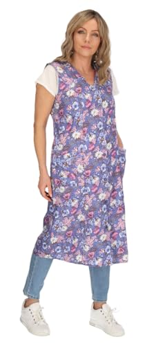 Tablier de cuisine en coton à boutons, multicolore, sans manches, bleu clair, 48