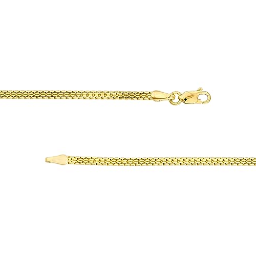 JewelryWeb 14k Yellow Gold 2.5mm Hollow Sparkle Cut Box Bismark Lobster Lock Closure Bracelet 7.50 Inch Link-Bracelet for Women3