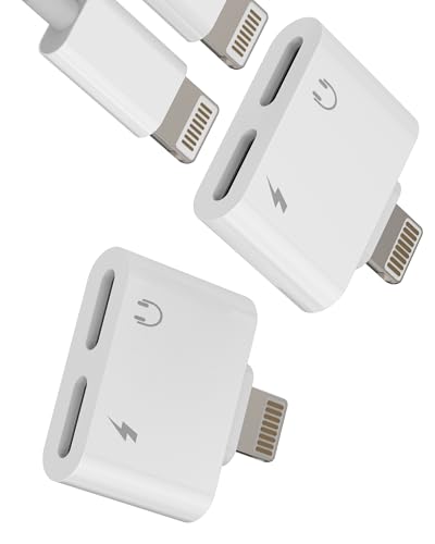 Adaptador Jack Doble Lightning Audio Cargador 2en1(2 Pack)para iPhone 14 13 Pro Max Auriculares Adapter para Apple Auxiliar Cable para iPad Coche AUX Microfono Accesorios Lighting Headphones Conector