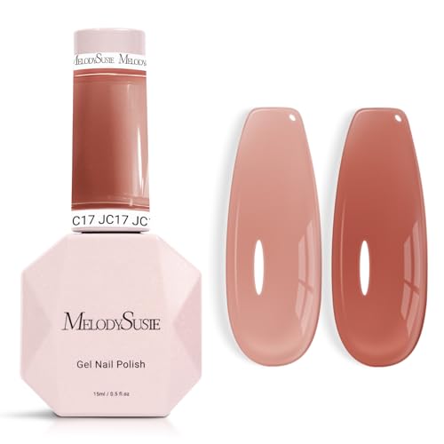 Image of MelodySusie Brown Gel Nail Polish, 0.5Fl.oz Jeweliver Gel Polish Dark Brown Nude Color Coffee Soak Off UV LED Light Cure Gift for Women Girls Winter Nail Art Manicure DIY at Home JC17