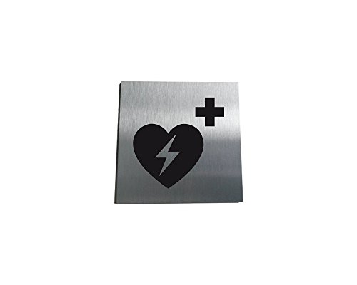 AUA SIGNALETIQUE - Plaque Aluminium Brossé DAE - 130x130 mm, Argent, 130 x 130 mm
