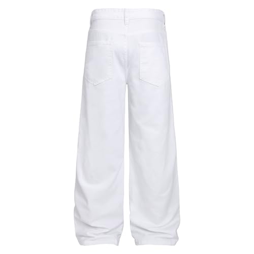 Image of QIMYUM Men's Wide-Leg Baggy Flex Jeans Relaxed Loose Fit Long Denim Pants