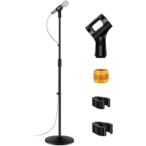 InnoGear Mic Stand, Microphone Stand Floor Detachable Boom Mic Arm Stands with Weighted Round Base, Height Adjustable from 34" to 60" for Blue Yeti HyperX QuadCast Shure SM58 Samson Q2U Fifine K669B Cover
